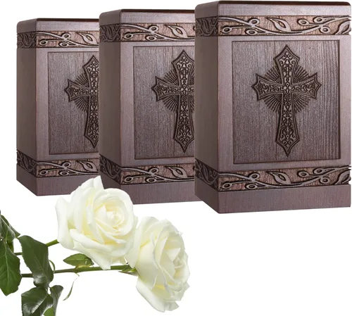 Miniatura 9 de Urnas de cremación para cenizas humanas adultas, masculinas y femeninas, cajas y ataúdes de madera tallada con mariposas para cenizas de hombres