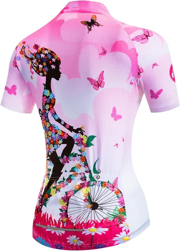 Miniatura 4 de Conjunto de ropa de ciclismo de manga corta con pantalones cortos acolchados de secado rápido para mujer
