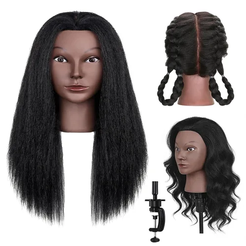 TopDirect - Cabeza de maniquí con cabello 100% humano, 16 pulgadas, cabello real, cosmetología, maniquí, cabeza de maniquí, peluquería, práctica,