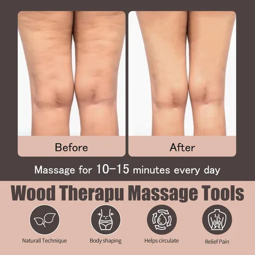 Miniatura 4 de Kit de masaje de terapia de madera 7 en 1, realiza drenaje linfático, relaja tus músculos, alivia el dolor muscular, anticelulítico