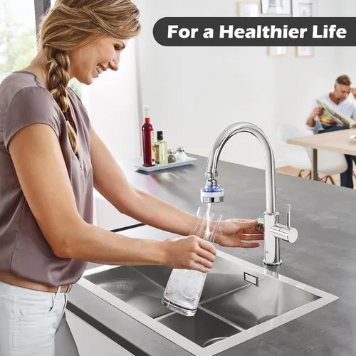Miniatura 9 de Juego de 8 grifos de filtro de agua para fregadero, filtro giratorio de 360°, filtro de agua para fregadero de cocina, elimina fluoruro de cloro