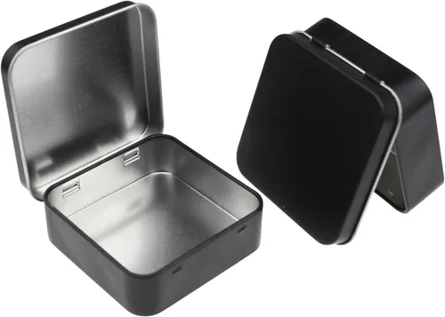 Miniatura 8 de Goodma 12 latas cuadradas de metal vacías para el hogar, mini caja organizadora con tapa con bisagras, 2.76 x 2.76 x 0.79 pulgadas (negro)