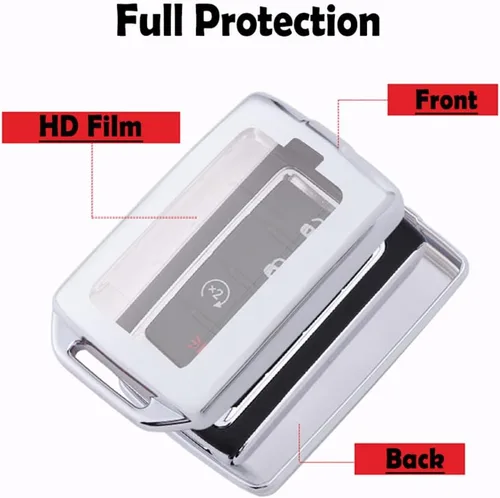 Miniatura 5 de Funda protectora para llavero de automóvil para Jeep Grand Cherokee L Grand Wagoneer 2022 2021, de silicona, TPU, con llavero, color plateado