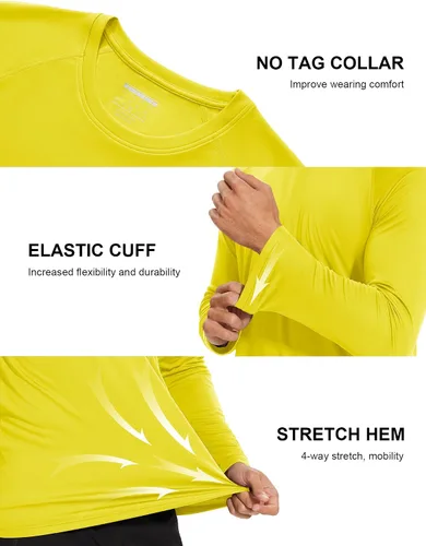 Miniatura 4 de MAGCOMSEN Camisas de manga larga para hombre, protección solar UPF 50+, camisetas atléticas para senderismo, correr, entrenamiento, protección