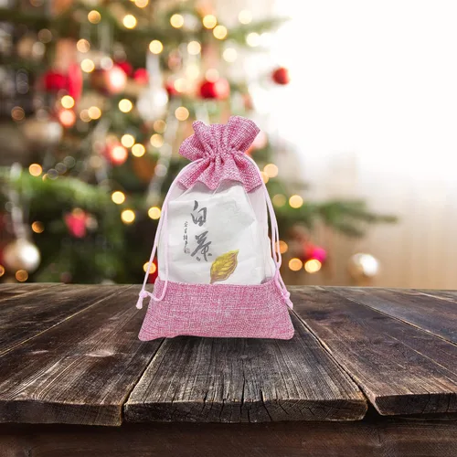 Miniatura 3 de TheDisplayGuys For Your Modern Living - Paquete de 12 bolsas de regalo medianas de lino, arpillera y organza con cordones (5 x 7 pulgadas, rosa)