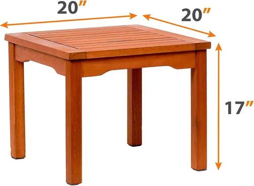 Miniatura 3 de Amazonia Mesa auxiliar cuadrada y duradera Roma Madera de eucalipto Ideal para exteriores e interiores