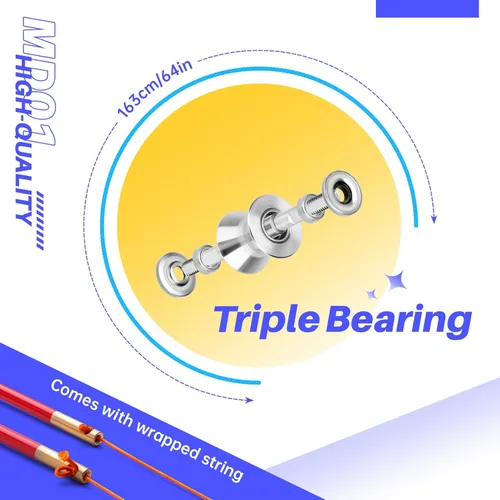 Miniatura 6 de MAGICYOYO Pro Triple Bearing Diabolo Tamaño mediano 5" Azul. Juguete Yoyo chino Diabolo de alto rendimiento con 2 pares de palos de carbono + 2