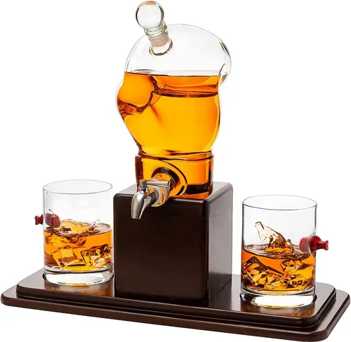 Miniatura 10 de Regalos de béisbol para hombres, juegos de decantador de whisky para hombres, juego de decantador de bate de béisbol de 20 onzas con 2 vasos, regalo