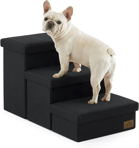 Miniatura 20 de Escaleras para perros con almacenamiento, escalones resistentes de 4 escalones más anchos para perros pequeños, medianos y grandes, rampa para Gris