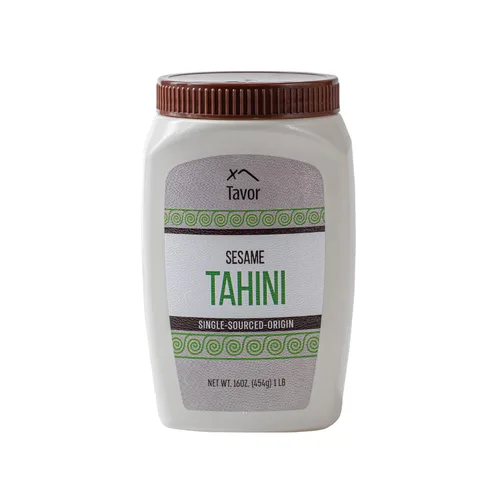 Tavor Pasta natural de Tahini de 1 libra, semillas de sésamo molido tostado, salsa suave cruda y natural, para recetas de hummus y comidas veganas,