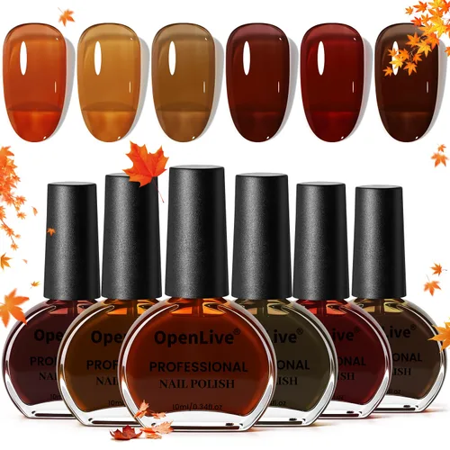 Miniatura 17 de OpenLive Juego de esmalte de uñas de gel de 10 ml, 6 colores con purpurina, rosa, rojo, rosa brillante, morado intenso, serie de esmalte de uñas