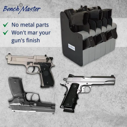 Miniatura 6 de BenchMaster Estante vertical para pistolas, almacenamiento seguro para pistolas, con capacidad para 2 a 12 pistolas, organizador seguro para armas