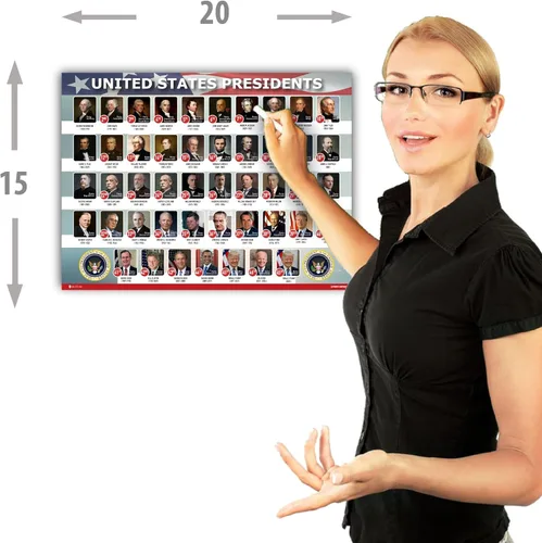 Miniatura 2 de Póster de los presidentes de los Estados Unidos de América, cartel horizontal laminado para decoración de pared escolar, para aula