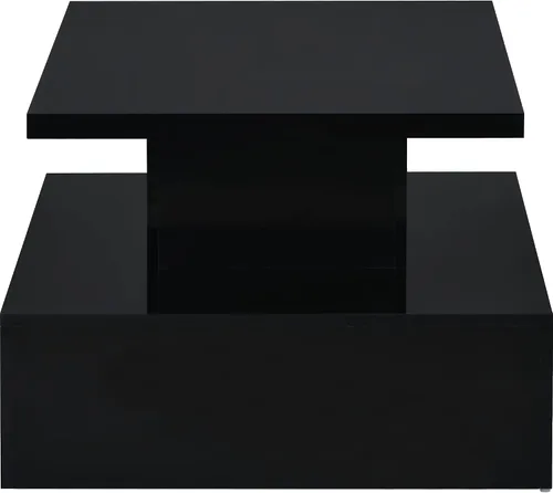 Miniatura 8 de Quarte Mesa de centro de estilo moderno de 2 niveles con iluminación LED de 16 colores, mesa de cóctel con control remoto y gran lugar