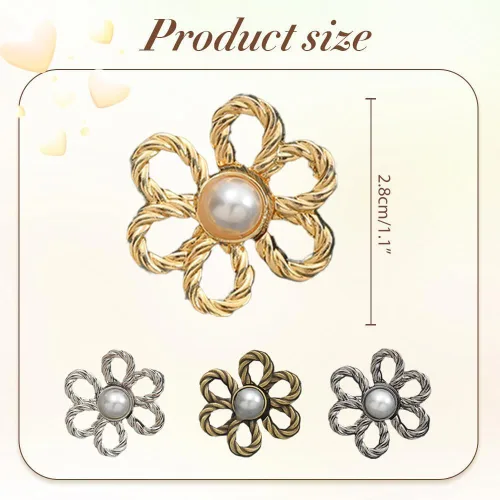 Miniatura 2 de Botones tensores de cintura de jeans de flores para ajuste de hebilla de cintura ajustable, conjunto para jeans sueltos, pantalones de mezclilla