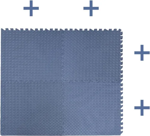 Miniatura 5 de 12 x (48 pies cuadrados) azul tapete de piso de gimnasio de 24 x 24 pulgadas de espuma EVA entrelazada para ejercicio de fitness, rompecabezas