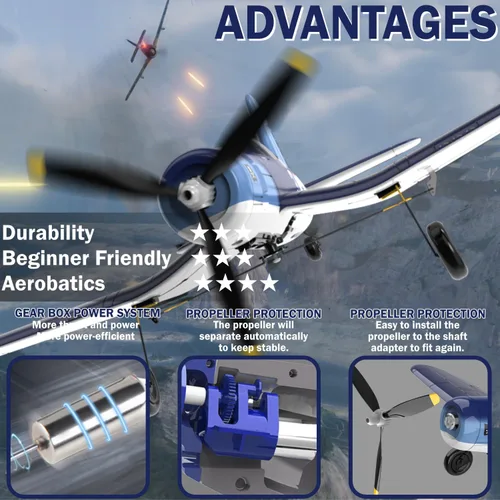 Miniatura 5 de LEAMBE Avión RC de 4 canales: avión acrobático listo para volar, fácil control para principiantes, avión F4U Corsair RC el mejor regalo para adultos