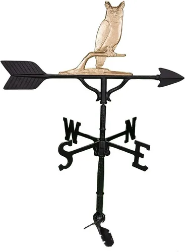 Miniatura 4 de Montague Metal Products Veleta de 32 pulgadas con adorno de búho negro satinado