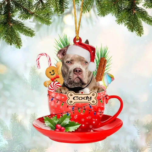 Miniatura 69 de NAZENTI Adorno personalizado de Alaskan Malamute en taza roja, adorno de Navidad personalizado para perros amantes de las mascotas, colgante