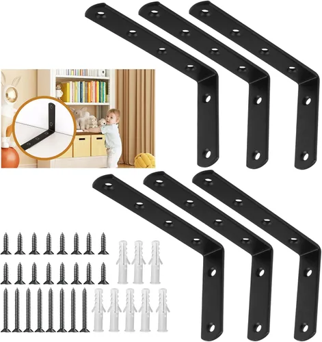 Miniatura 8 de Anclajes de pared para muebles, 12 unidades, antipunta, a prueba de bebés, para asegurar la seguridad, 400 libras, estantería de tocador a la pared