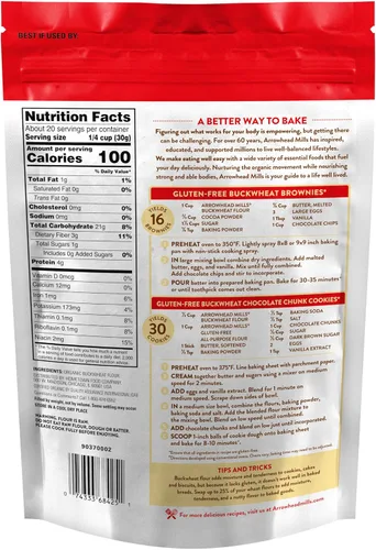 Miniatura 2 de ARROWHEAD MILLS Harina de trigo sarraceno orgánica libre de gluten, 22 onzas