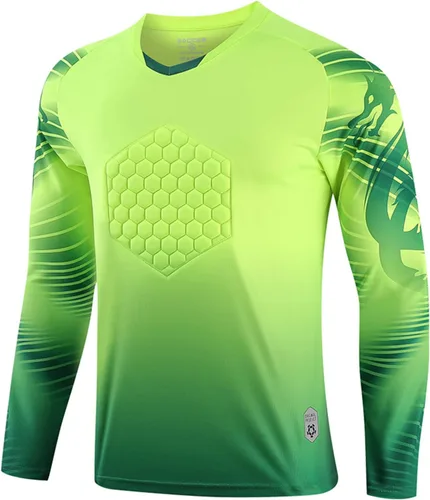 Camiseta de portero para hombre, camiseta de portero acolchada en el pecho, camiseta de fútbol de fútbol, camiseta de manga larga, traje deportivo