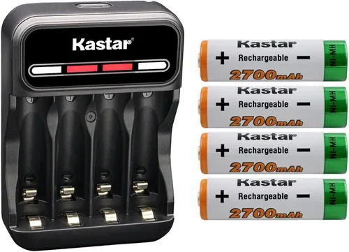 Miniatura 10 de Kastar Paquete de 8 baterías AA de 1.2 V 2700 mAh Ni-MH y cargador USB inteligente CMH4 compatible con cualquier capacidad de baterías AA Ni-CD