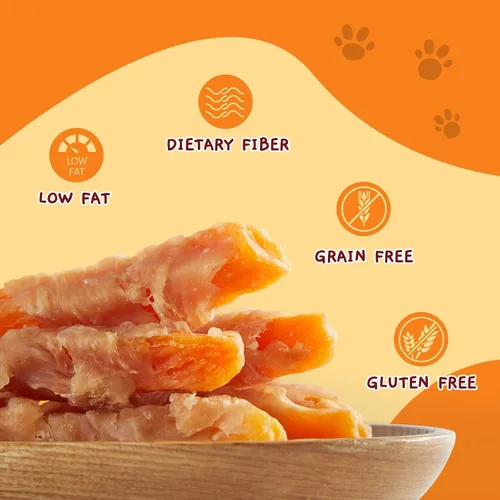 Miniatura 4 de Jungle Calling Golosinas para perros, batata envuelta en pollo sin piel, sin gluten y granos, mordeduras masticables para una nutrición equilibrada