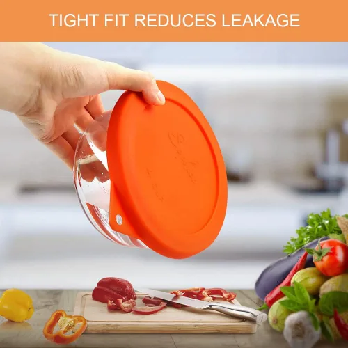 Miniatura 4 de Sophico Tapa de almacenamiento de silicona de repuesto para cuencos de vidrio Anchor Hocking y Pyrex (recipiente no incluido) (paquete de 9 unidades)
