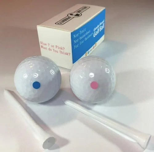 Miniatura 8 de Pelotas de golf para fiesta de revelación de género, 1 bola rosa rellena de polvo y 1 bola azul, sorpresa para bebé niño o niña, juego de golf