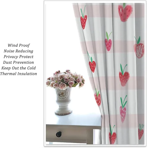 Miniatura 5 de Cortinas bohemias con diseño de fresas, bonitas cortinas bohemias con bolsillo para barra de fruta, tratamiento de ventana para cocina, sala