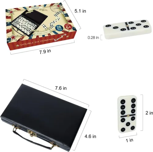 Miniatura 2 de GOTHINK Juego de Dominó Doble 6 Portátil para Adultos con Caja de Almacenamiento, 28 Fichas, Juego de Dominó para Viajes de Vacaciones