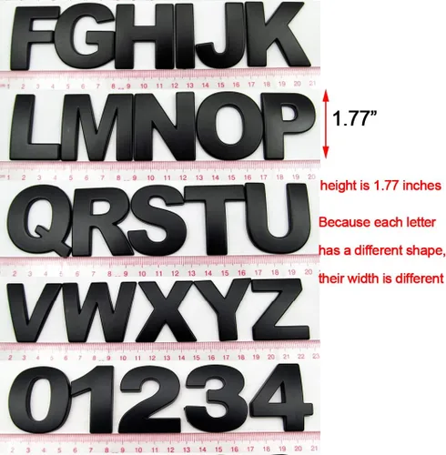Miniatura 2 de LZLRUN - Kit de pegatinas de letras metálicas mates personalizadas de gran tamaño para emblemas de coche, buzón y casa, placa de nombre (negro)