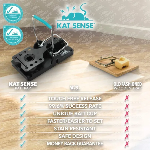 Miniatura 4 de Kat Sense Juego de 6 trampas grandes para ratas, diseño de barra de acero inoxidable, trampa humana para uso en interiores y exteriores, atrapa
