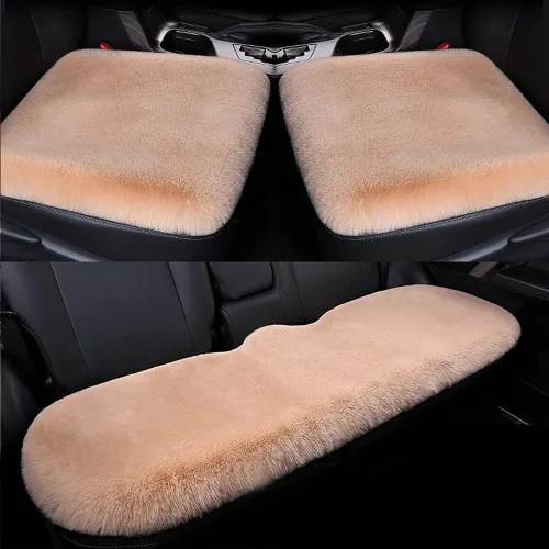Miniatura 16 de LoveisLove Cojín de asiento de automóvil para asiento de conductor, almohadilla de asiento de felpa sintética, suave, cómoda, cálida, silla de Negro
