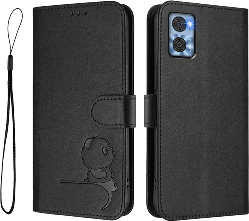Miniatura 12 de Leather Case Compatible with Moto E22i 4G Cover, Cute Panda Leather Wallet Flip Kickstand Phone Case with Card Holders Wrist Strap Shockproof Cover