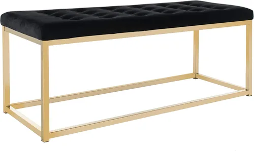 Miniatura 7 de SAFAVIEH Home Collection - Reynolds - Banco de acento tapizado copetudo color beige, banco de marco abierto estilo Parsons moderno para dormitorio