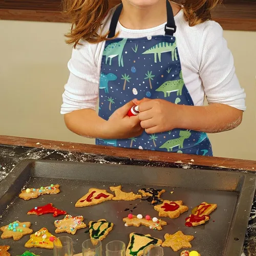 Miniatura 3 de Cozeyat Delantales de cocina para niños y niñas, delantales de pintura con bolsillos, delantales ligeros con correa ajustable