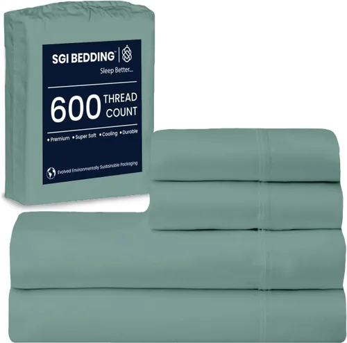 Miniatura 54 de SGI bedding Sábanas de Algodón Egipcio 100% Tamaño Full XL – Juego de Sábanas de 600 Hilos, Suaves, Frescas, Bolsillo Profundo de 16", Ropa de Cama
