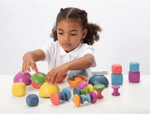 Miniatura 2 de TickiT Rainbow Wooden Super Set Juego de 84 12 formas 7 colores Juego de piezas sueltas para bebés y niños pequeños de 10 meses Inspira