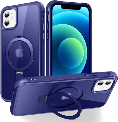 Miniatura 180 de CHAOFEnG Funda magnética compatible con iPhone 11 con soporte, prueba de caídas de grado militar, compatible con imán, anillo translúcido, parte