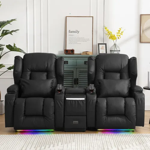 Miniatura 8 de DRMBOOK Silla Reclinable Eléctrica, Sofá Reclinable Eléctrico Wall Hugger con Masaje y Calor, Asiento de Teatro Sobrerelleno con Puerto