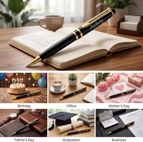 Miniatura 4 de Ancolo Bolígrafos de Promoción Personalizados - Regalo Publicitario de Negocios Juego de Escritura de Oficina - Grabado con Tu Mensaje Nombre