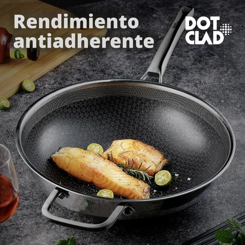 Miniatura 6 de DOTCLAD Juego de utensilios de cocina híbridos de acero inoxidable de 3 piezas, wok de 12 pulgadas con tapa, sartén de 10 pulgadas, sartén de 12