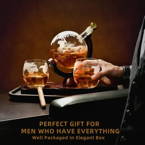 Miniatura 7 de Regalos para hombres, papá, marido de esposa, hija, hijo, juego de decantador de whisky en forma de globo con 2 vasos, regalos únicos de Navidad