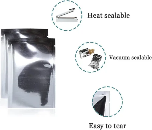 Miniatura 2 de PABCK 100 unidades de bolsas de almacenamiento de alimentos con sellado al vacío, bolsas de aluminio de 3.1x4.7 pulgadas