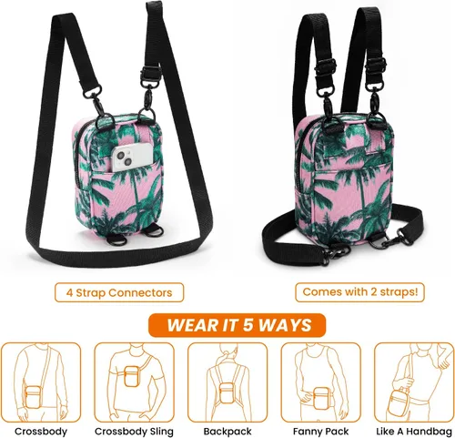 Miniatura 4 de Vibe Festival Gear Bolso bandolera pequeño para mujeres y hombres, multiuso 5 en 1 de (rPET), bolsa de cinturón de poliéster reciclado, mochila
