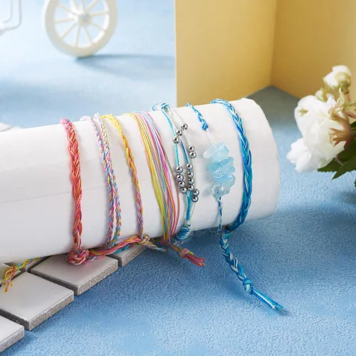 Miniatura 2 de Elecrelive - Cuerda de cera de color degradado de 250 yardas, 0.020 in, cuerda de poliéster con revestimiento de cera, cuerda redonda de macramé
