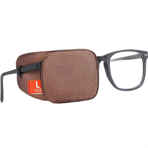 Miniatura 18 de Astropic Parche Grande de Seda para Ojos para Adultos y Niños con Gafas para Cubrir Cualquier Ojo (Grande, Caqui)