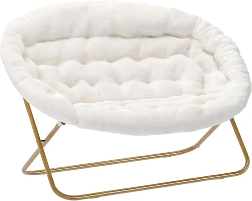Miniatura 16 de Flash Furniture Eleanor - Silla portátil doble platillo con 2 otomanas, marcos de acero plegables, para dormitorio o dormitorio, 56 pulgadas, piel